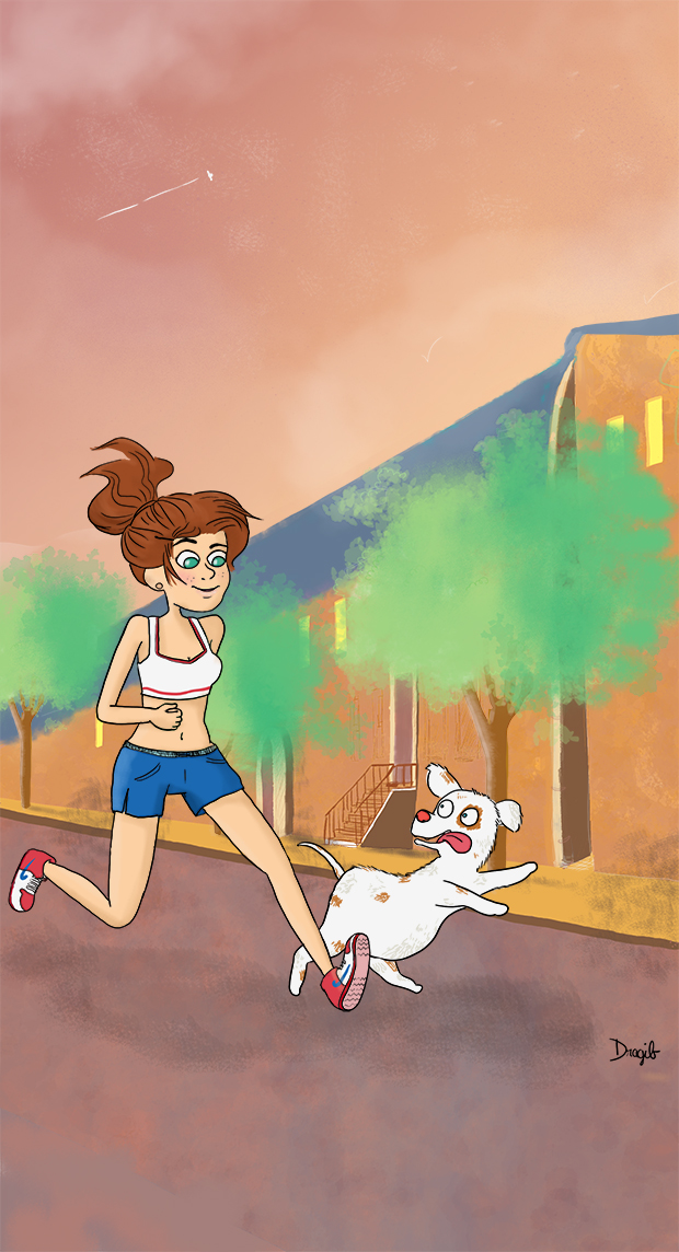 running jogging dog ghislaine boutigny dragib illustration